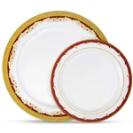 32-PC Disposable Plastic Thanksgiving Dinnerware Set With Burgundy Rim & Gold... New. Price: $49.27.