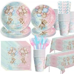 Hipvvild Bear Gender Reveal Party Supplies Tableware - Plates, Cups, Napkins New. Price: $33.98.