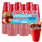 Red Plastic Disposable Cups - 18 Oz., 240 Ct. Heavy Duty Large Party Cold D... New. Price: $62.25.
