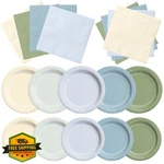 Cmusko Blue Sage Green Plates Napkins Set, Baby Shower Birthday Party New. Price: $27.99.