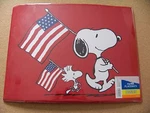 8 Peanuts Paper Placemats 13' X 17" Snoopy And Woodstock W/ American Flags Dings New. Price: $18.00.