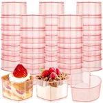 100 Pcs 5 Oz Pink Heart Shaped Plastic Dessert Cups Parfait Tasting New. Price: $29.37.