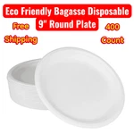 (400/COUNT) Eco-friendly 9'' Disposable Bagasse Pfas Free Round Plates, White New. Price: $49.99.