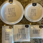 Rae Dunn Easter Happy Paper Napkins, Luncheon And Dessert Plates. New. Price: $29.99.