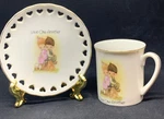 Precious Moments "love One Another" Plate Mug Set W/stand 1978 Used. Price: $21.60.
