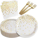 White And Gold Paper Plates Napkins Party Supplies,disposable Dot Des New. Price: $26.53.
