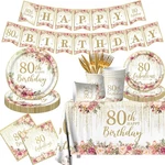 80TH Birthday Party Tableware, 142PCS Rose Gold Decorations Inc... New. Price: $33.11.