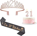 21ST Birthday Decorations For Her, I'm Bitches Sash & Tiara, Rose Gold New. Price: $28.64.