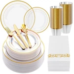 Focusline 350 Count Clear Dinnerware Set For Guests- Plastic Plates ... New. Price: $67.00.