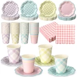 Yungyan 216 Pc Gingham Party Supplies Set Plates Cups Napkins Classic Color New. Price: $18.70.