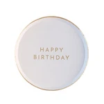 Bonjour F White & Gold Happy Birthday Small Paper Party Plates Elegant D... New. Price: $14.46.