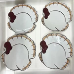 Pottery Barn Gobble Turkey Salad Dessert Plates 4 Pc Thanksgiving Fall Harvest Used. Price: $35.95.