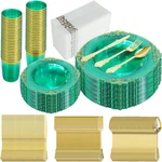 350PCS Clear Green Plastic Plates, Disposable Dinnerware Sets For Guests, Inc New. Price: $49.08.