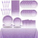 Zoiiwa 98 Pcs Gradient Pastel Purple Tableware - Plates, Napkins, Tablecloth ... New. Price: $29.77.