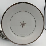 First Frost Traditional Holiday Target Silver Snowflake Dinner Plates Set Of 7 Used. Price: $115.00.