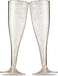 100 Plastic Champagne Flutes - 5 Oz Disposable Gold Glitter Assorted Colors New. Price: $38.05.