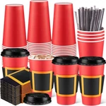 100 Pack Christmas Disposable Coffee Cups 16OZ Red And Black Santa Belt Paper... New. Price: $45.39.