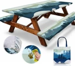 Rnoony 6FT Polyester Picnic Table Cover With Bench 72.0 Inches, Sky Blue New. Price: $28.64.