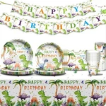 Dinosaur Party Supplies: Dinner Plates, Napkins, Cups, Banner And Tablecloth New. Price: $32.99.