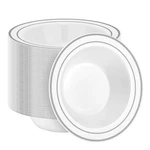 100 Pack Disposable Soup Bowls With Silver Rim, 12OZ Premium Heavy Duty Plast... New. Price: $53.52.