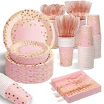 175PCS Pink Rose Gold Plates Supplies Severs 25 Guests Disposable Party... New. Price: $37.88.