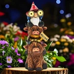 Highland Cow Garden Gnome Statue With Welcome Sign Solar Yard Decor Gift Mom New. Price: $40.99.