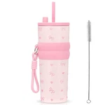 Aiheart 24OZ Insulated Tumbler With Straw,stainless Steel Ounces, Bow New. Price: $15.99.