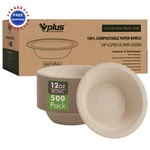 Paper Bowls 500 Pack 12 Oz Disposable Compostable Friendly Bagasse Vplus New. Price: $64.99.