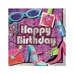 32 Glitzy Girl Happy Birthday Napkins - Glam Makeup Spa Theme Party Supplies New. Price: $7.25.