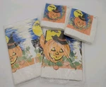 Vintage Of 4 C.a. Reed Halloween Tablecloth Napkin Set Pumpkin Cat Bat Moon Open. Price: $23.97.
