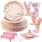 Party Supplies 402PCS Pink & Gold Plates And Napkins New. Price: $54.03.