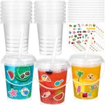 12 Sets 34 Oz Plastic Drink Buckets With Lid And Straws 6 Sheets Summer Stick... New. Price: $32.77.