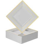 Plastic Disposable Square Dessert Plates 50-PACK 6.5 Inches White With Gold... New. Price: $42.44.