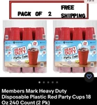 Members Mark Heavy Duty Disposable Plastic Red Party Cups 18 Oz 240 Count (2 Pk) New. Price: $56.66.