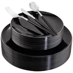 30 Guests Black Plastic Plates Disposable Silverware,silver Cutlery With... New. Price: $58.27.