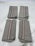 Creative Co-op Cotton Dinner Cloth Napkins Set Of 4 Gray Stripe Red Accent 20X20 Pre-owned. Price: $18.71.
