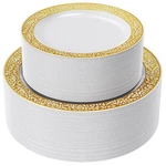 Gold Plastic Plates Set Of 102 Disposable With Lace 51 Dinner New. Price: $50.70.