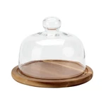 Kvmorze 8.6''CAKE Stand With Glass Dome, 2-IN-1 Acacia Wood Cheese Brown New. Price: $40.99.