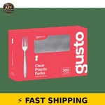 Gusto Clear Heavy Duty Engraved Plastic Forks - 300 Pack New. Price: $42.99.