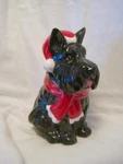 12" Black Scottish Terrier Scottie Dog Cookie Jar Christmas Santa Hat Ceramic New. Price: $49.91.