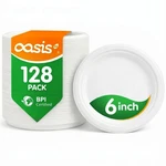 6 Inch Paper Plates 128 Pack, Small Dessert Disposable, Heavy Duty Com... New. Price: $19.86.