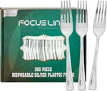 Focusline 300 Pack Disposable Silver Plastic Forks, Solid And New. Price: $42.87.