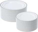 Focusline Silver Plastic Plates Set Of 60, Disposable With Rim 30 New. Price: $24.99.