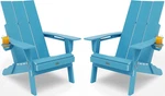 Set Of 2 Folding Adirondack Chairs With Cup Holders Outdoor Comfort New. Price: $366.99.