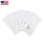 Saro Lifestyle Handmade Pine Tree Embroidery Napkin Hemstitched Border Set Of 6 New. Price: $134.12.