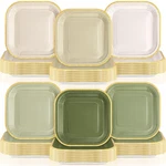 120 Pcs Sage Green Paper Plates 7 Inch Gradient Disposable Square Dessert Par... New. Price: $41.80.