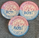 24 Girl Or Boy Pink Blue Gender Reveal Baby Shower Party 7" Paper Dessert Plates New. Price: $20.00.
