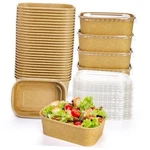 50 Pack Compostable Rectangular Kraft Paper Bowls, 25 Oz, Microwave & Freezer New. Price: $41.09.