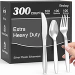 Dealusy 300 Count Extra Heavy Duty Plastic Silverware, 100 Forks, ... New. Price: $42.11.