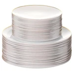 100 Pcs Disposable Plastic White Plates Combo 50 7.5 In. Gold Rim Appetizer/de New. Price: $68.24.
